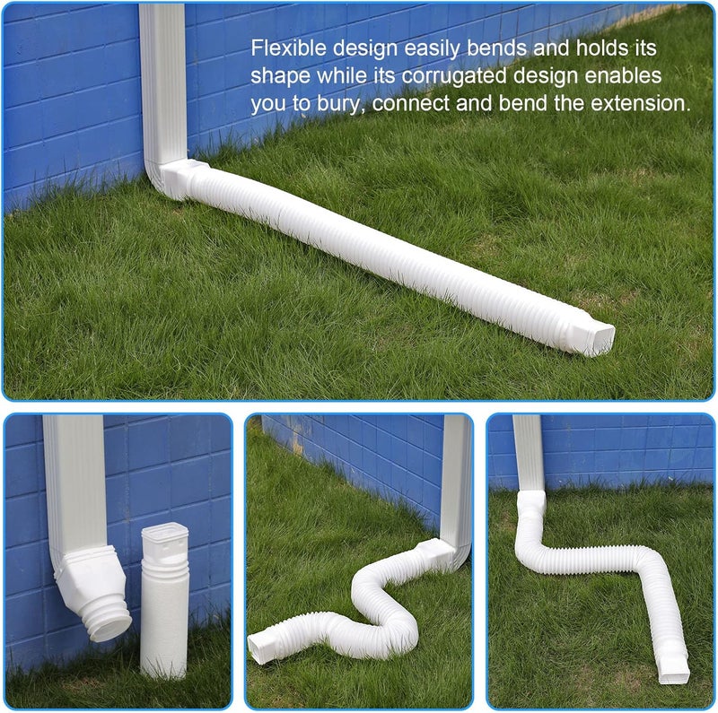 plusgutter Rain Gutter Downspout Extensions, Flexible Downspout Extender for Rain Water Drainage, Down Spout Drain Extension Extendable from 21 to 68 Inches(3 Pack, Brown) - Image 4